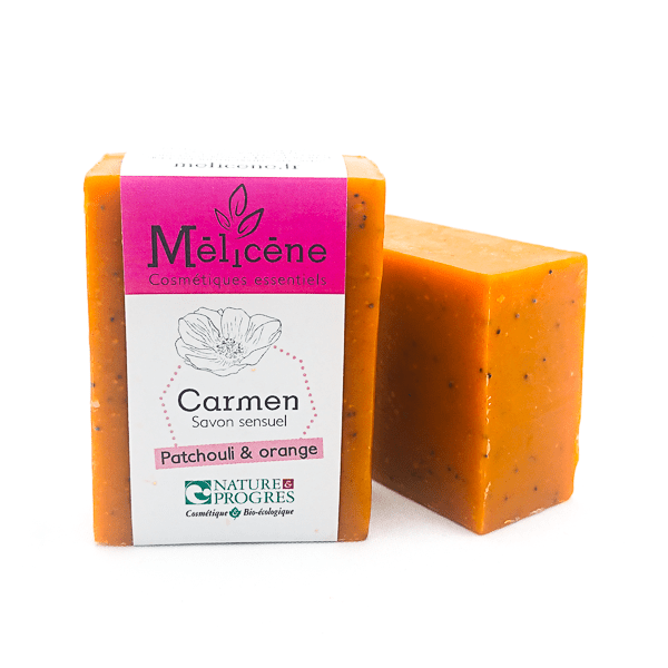 ▪ CARMEN ▪ Savon exfoliant au Patchouli & Orange (avec etiquette)